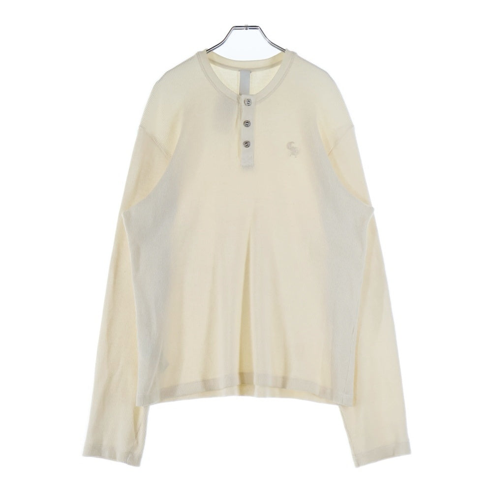 CHROME HEARTS(クロムハーツ) フロント CH刺繍 サーマル長袖ヘンリーネックシャツ ホワイト