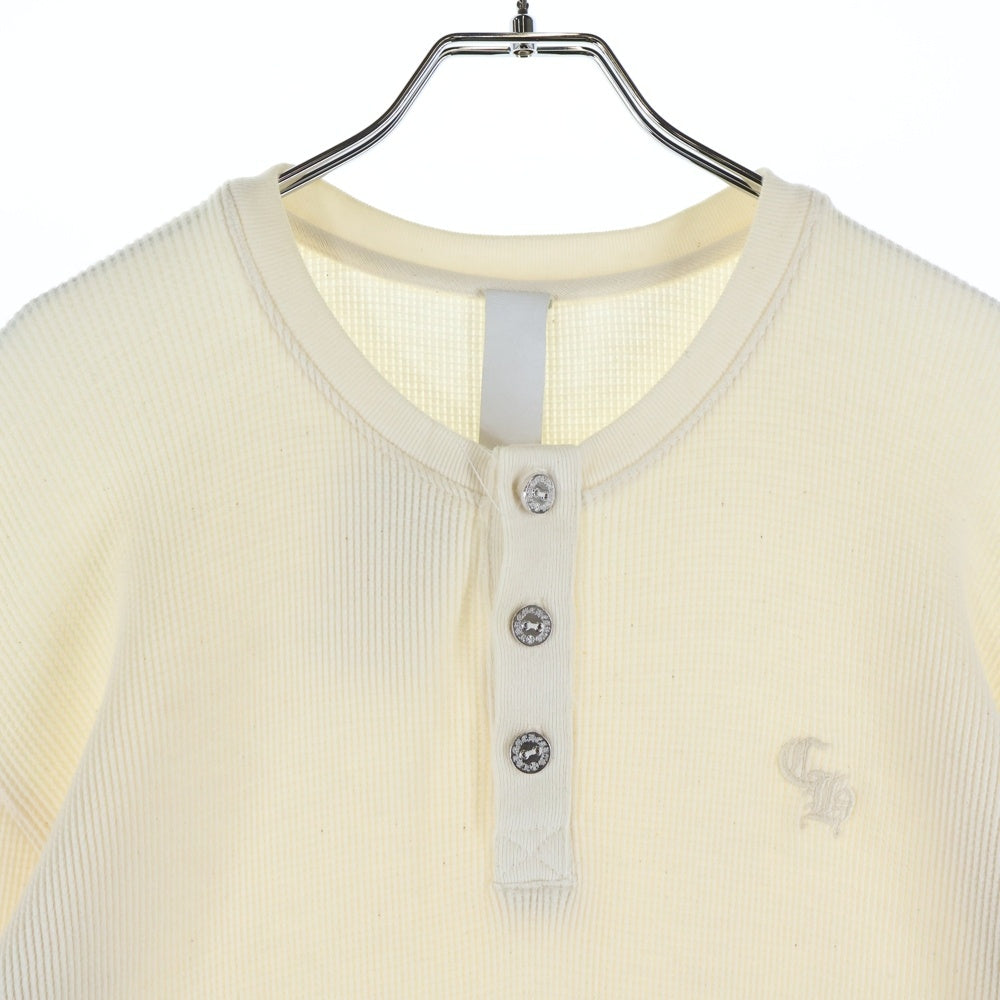 CHROME HEARTS(クロムハーツ) フロント CH刺繍 サーマル長袖ヘンリーネックシャツ ホワイト