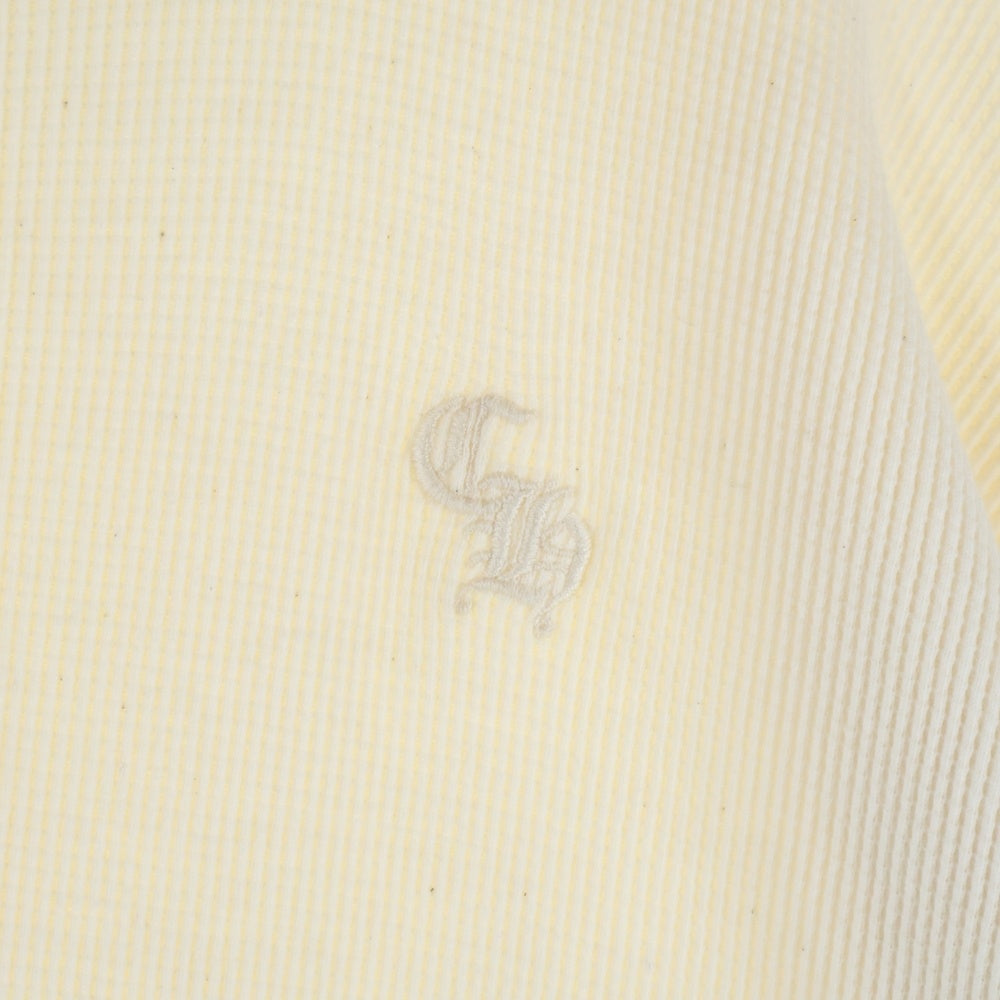 CHROME HEARTS(クロムハーツ) フロント CH刺繍 サーマル長袖ヘンリーネックシャツ ホワイト