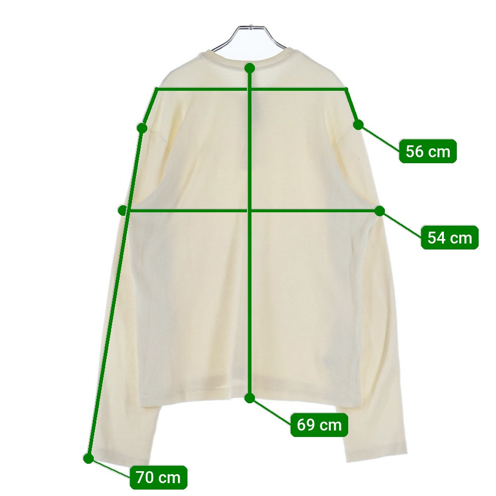 CHROME HEARTS(クロムハーツ) フロント CH刺繍 サーマル長袖ヘンリーネックシャツ ホワイト