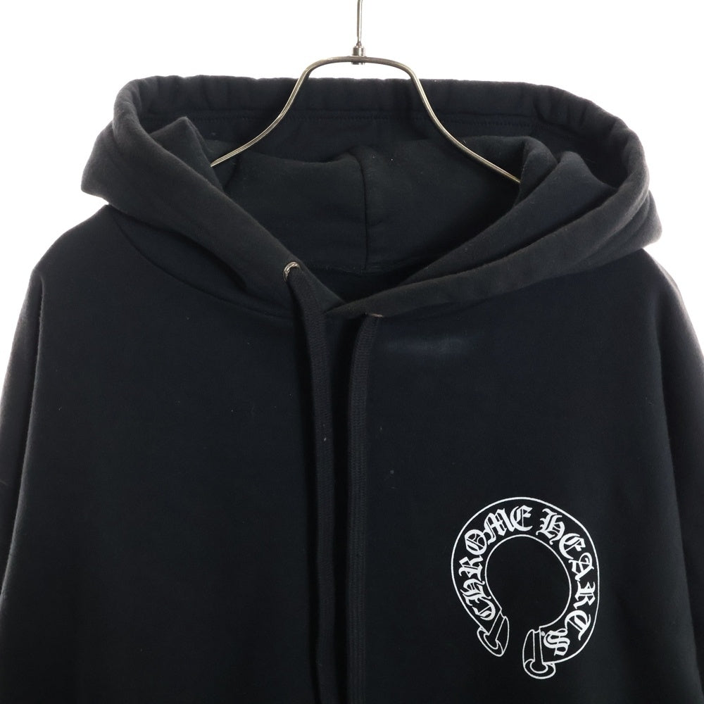 CHROME HEARTS(クロムハーツ) HORSESHOE PULLOVER HOODIE ホースシュープリント アームフローラル プルオーバー スウェットパーカー ブラック