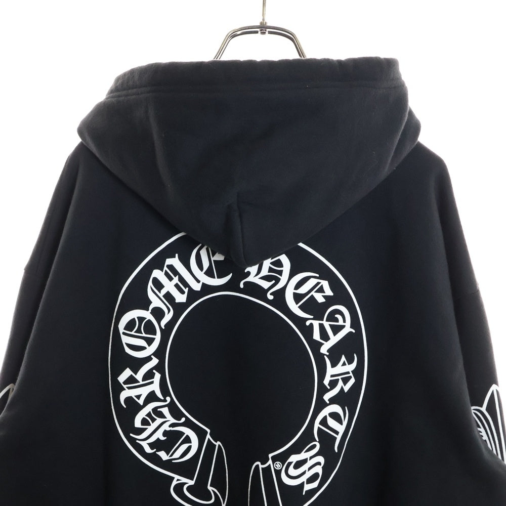 CHROME HEARTS(クロムハーツ) HORSESHOE PULLOVER HOODIE ホースシュープリント アームフローラル プルオーバー スウェットパーカー ブラック