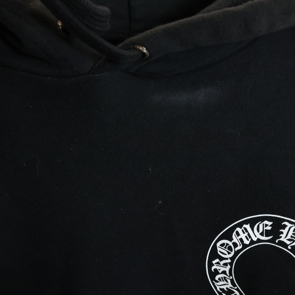 CHROME HEARTS(クロムハーツ) HORSESHOE PULLOVER HOODIE ホースシュープリント アームフローラル プルオーバー スウェットパーカー ブラック
