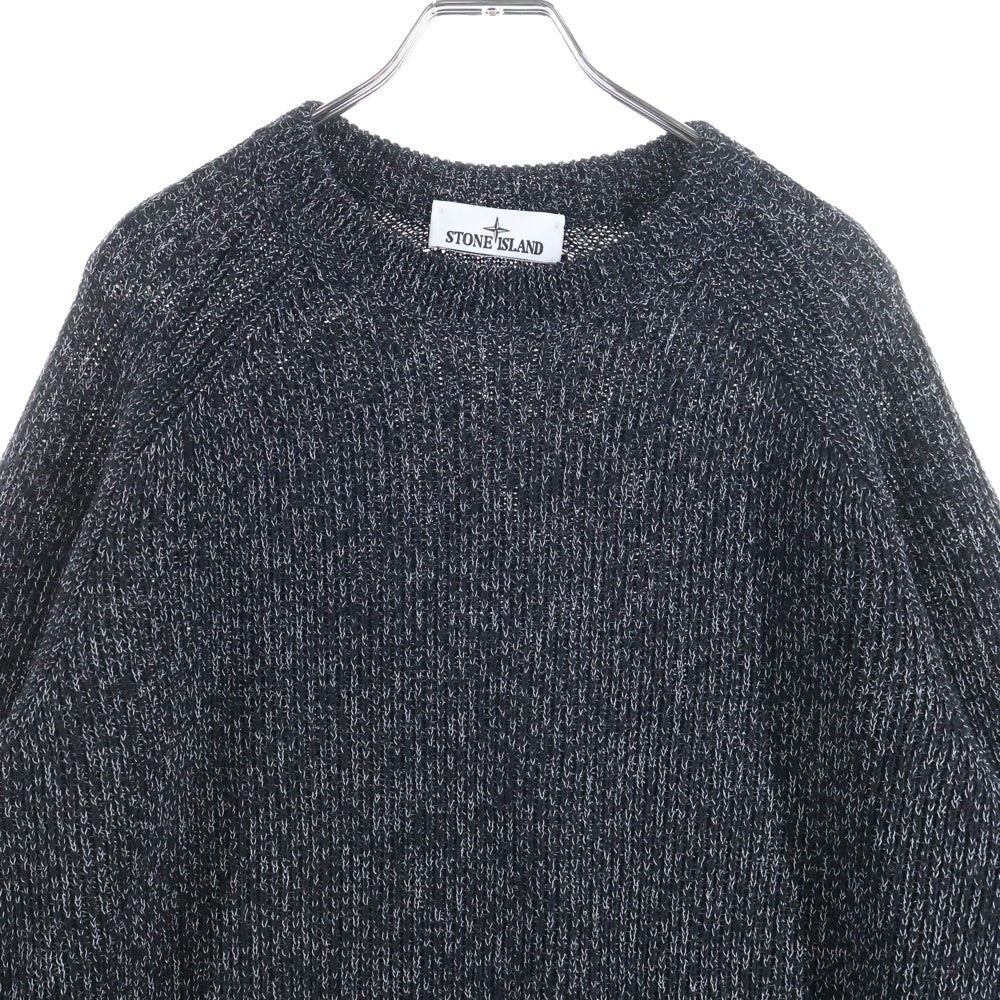 STONE ISLAND(ストーンアイランド) Reflective Relaxed Sweater レフレクティブ リラックス セーター K2S155100026-S00L3 ロゴパッチ付ニット ホワイト/ブラック