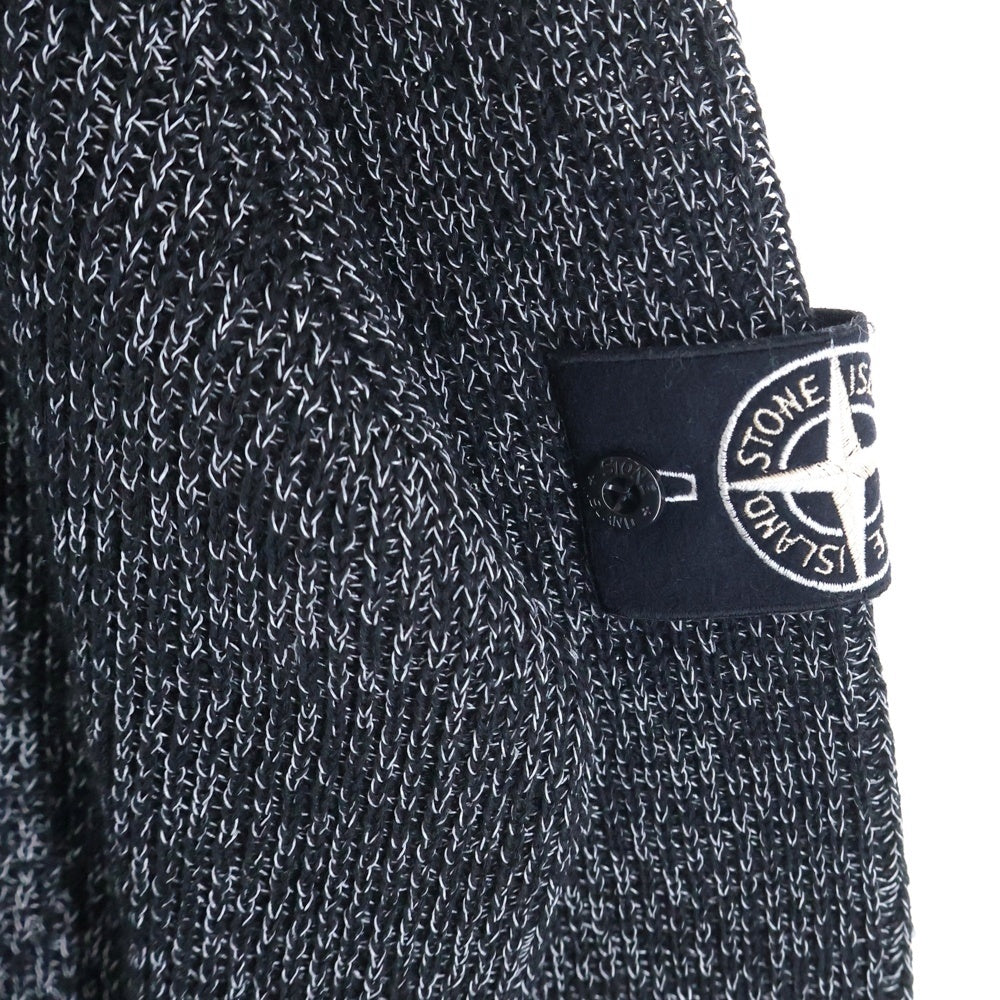 STONE ISLAND(ストーンアイランド) Reflective Relaxed Sweater レフレクティブ リラックス セーター K2S155100026-S00L3 ロゴパッチ付ニット ホワイト/ブラック
