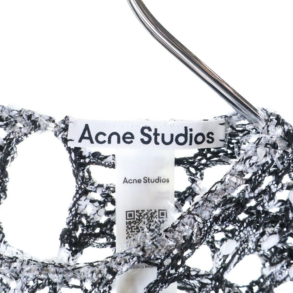 Acne Studios(アクネ ストゥディオズ) kambon tweedy crochet top カンボン トゥイーディ クロシェ トップ FN-WN-KNIT000864 クルーネック 半袖シャツ ブラック/ホワイト