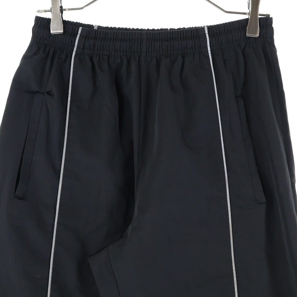 OY(オーワイ) リフレクターパイピングパンツ ロゴ刺繍入り ナイロンパンツ ブラック