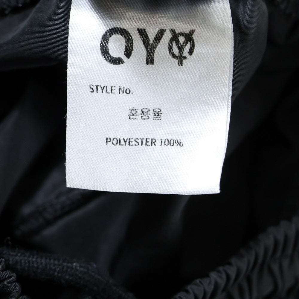 OY(オーワイ) リフレクターパイピングパンツ ロゴ刺繍入り ナイロンパンツ ブラック