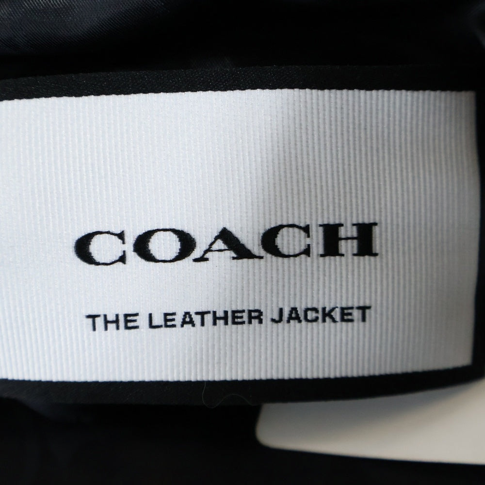 COACH(コーチ) ロゴプレート ラムレザー シングルライダースジャケット ブラック 33779