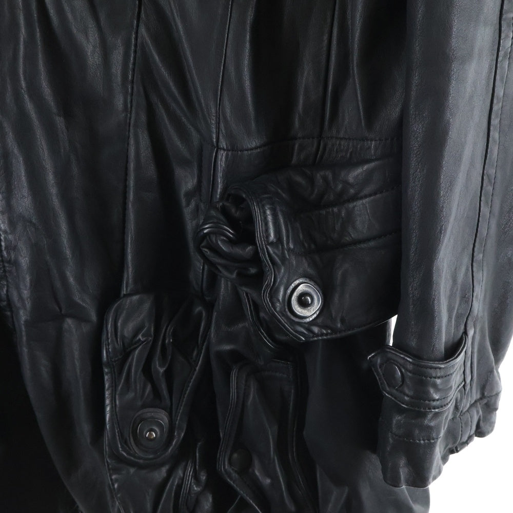 JULIUS(ユリウス) 08 AUTUM AND WINTER COLECTION ガスマスク フロントボタン カウスキン レザーコートブラック