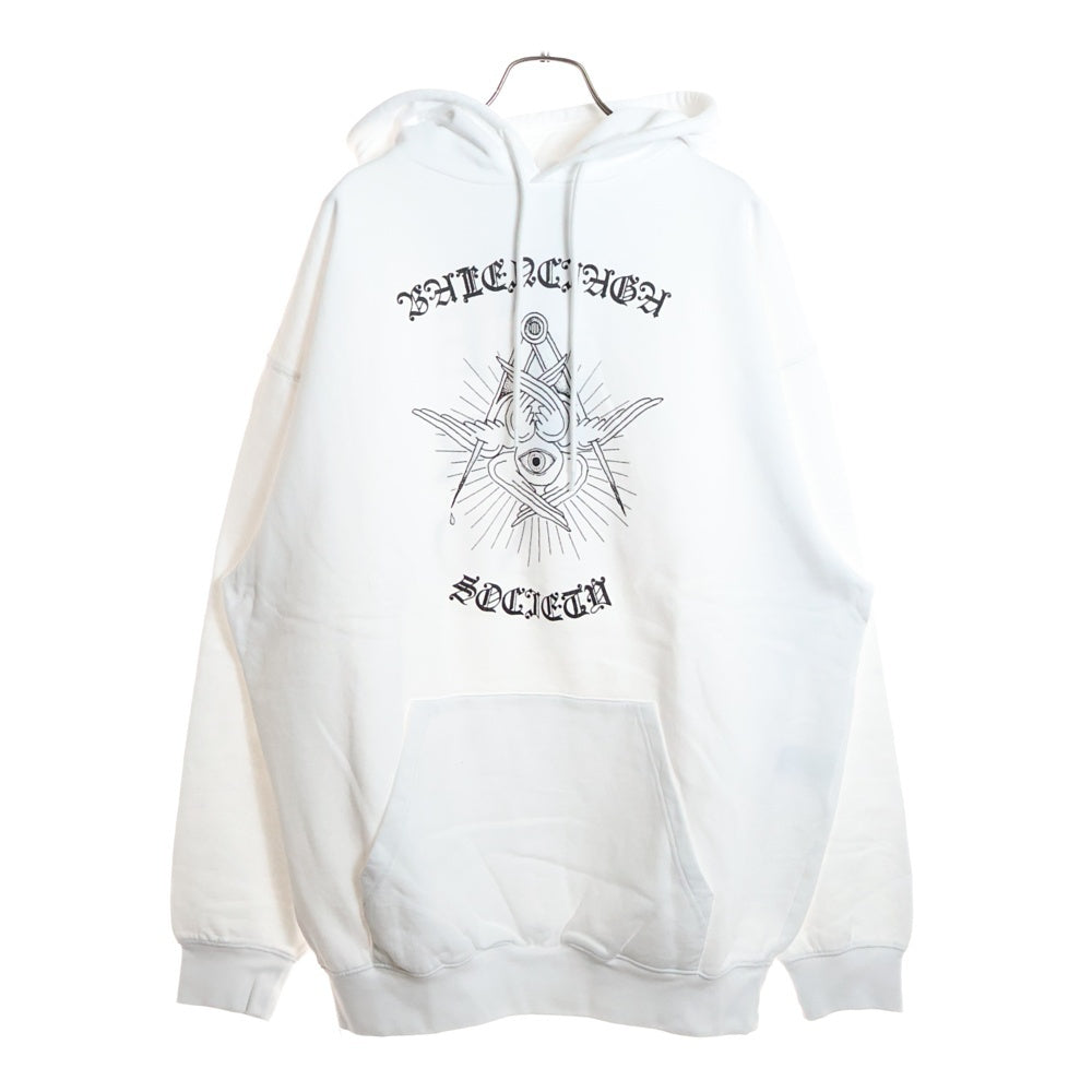 BALENCIAGA(バレンシアガ) 19AW ゴシック 両面プリント スウェットプルオーバーパーカー 570811 TJVE9 ホワイト