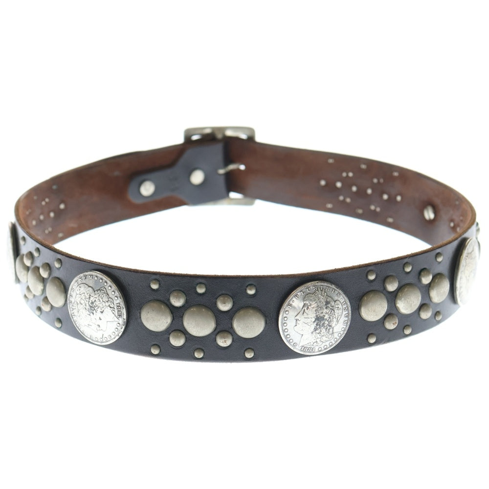 HTC(エイチティーシー) コイン付き レザー スタッズベルト ブラック