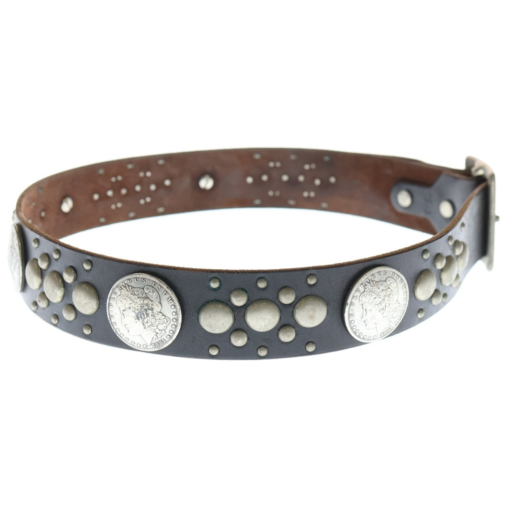 HTC(エイチティーシー) コイン付き レザー スタッズベルト ブラック