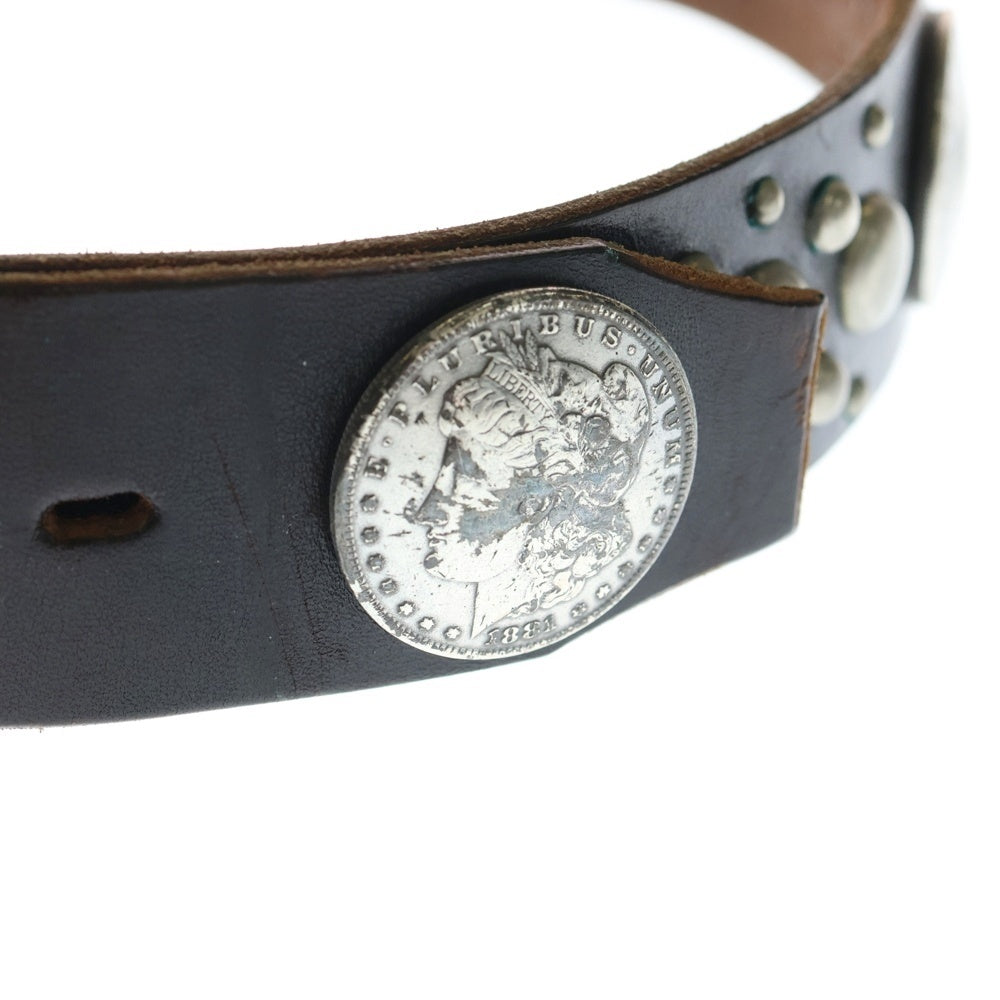 HTC(エイチティーシー) コイン付き レザー スタッズベルト ブラック