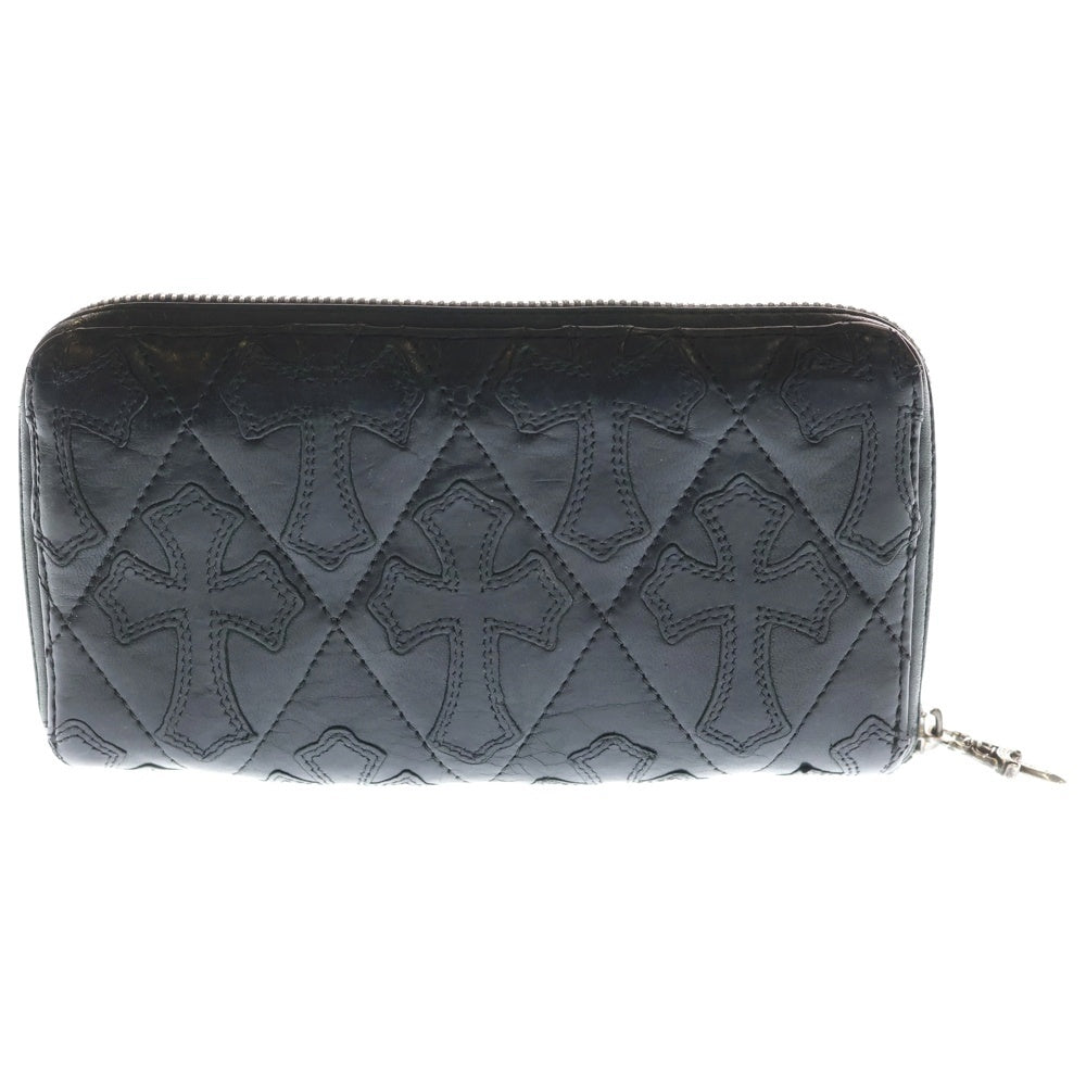 CHROME HEARTS(クロムハーツ) REC F ZIP QUILTED セメタリークロスキルティングレザーロングウォレット 財布 ブラック