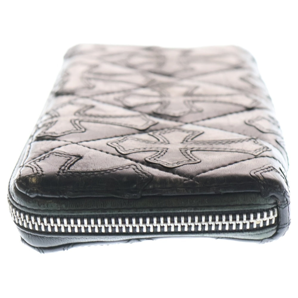 CHROME HEARTS(クロムハーツ) REC F ZIP QUILTED セメタリークロスキルティングレザーロングウォレット 財布 ブラック