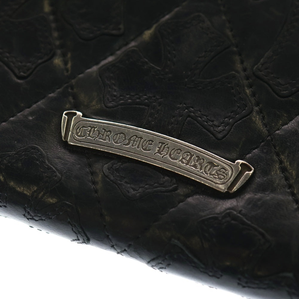 CHROME HEARTS(クロムハーツ) REC F ZIP QUILTED セメタリークロスキルティングレザーロングウォレット 財布 ブラック