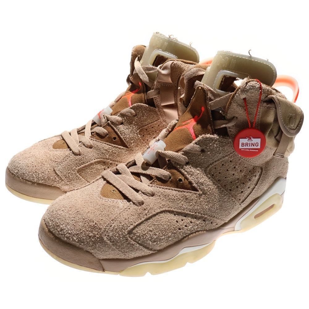NIKE(ナイキ) ×TRAVIS SCOTT AIR JORDAN 6 RETRO SP BRITISH KAHKI トラヴィススコット エアジョーダン6 ハイカットスニーカー ベージュ US9/27.0cm DH0690-200