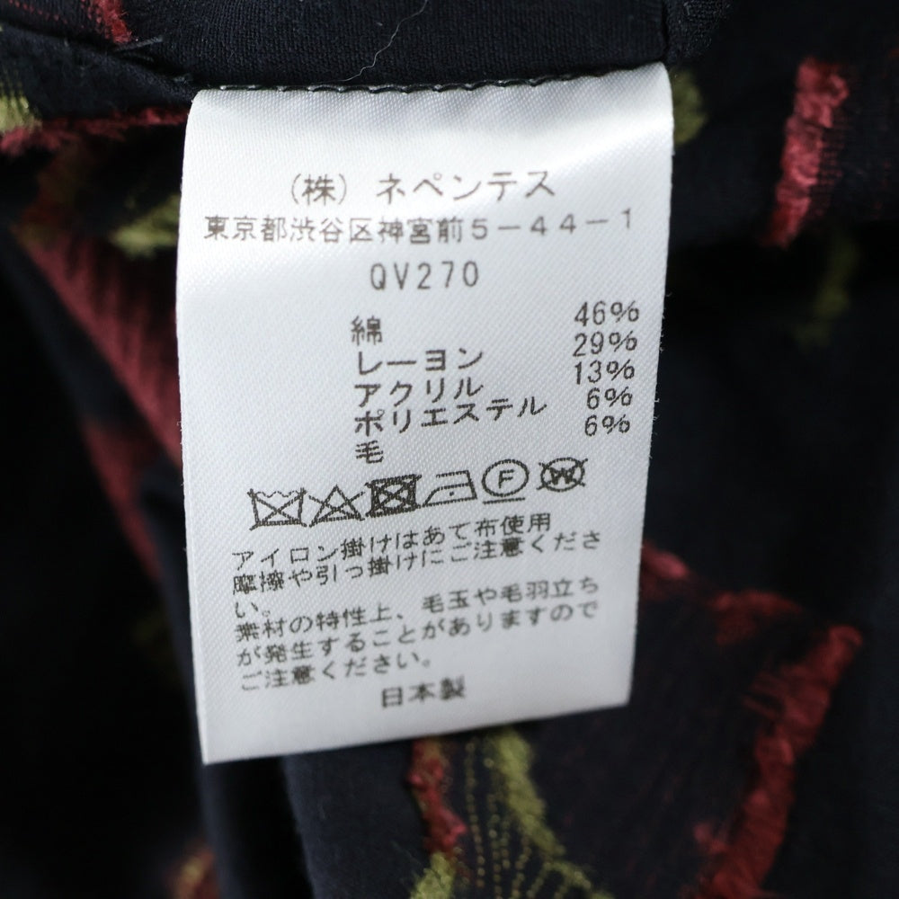 Needles(ニードルス) Italian Collar Shirt-R/W Tulip Jacquard チューリップ柄 オープンカラー コットン混 長袖シャツ ロングスリーブ ブラック/レッド QV270