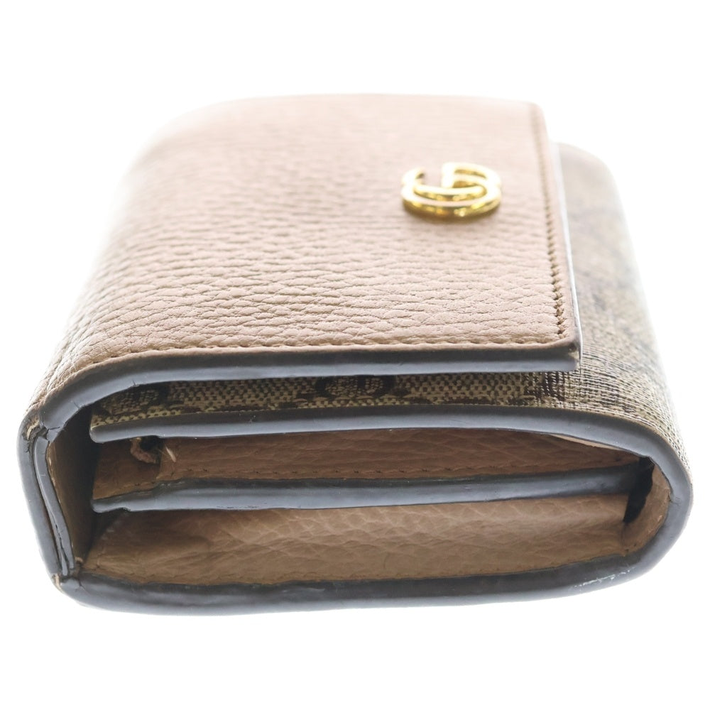 希少　美品　GUCCI グッチ　二つ折り　財布　コンパクト　茶色　ゴールド　ロゴ GGキャンバス グッチ 財布 GUCCI 二つ折り財布 レディース ブラウン