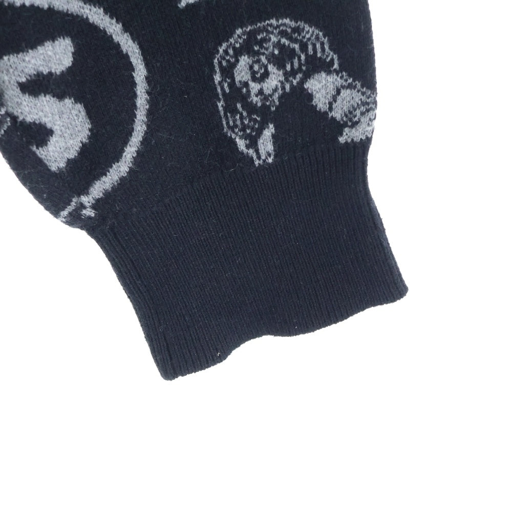 HYSTERIC GLAMOUR(ヒステリックグラマー) VIXEN BOX柄 クルーネック ジャガード 長袖ニットセーター ブラック/グレー 02233NS12