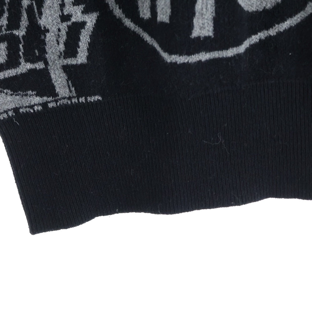 HYSTERIC GLAMOUR(ヒステリックグラマー) VIXEN BOX柄 クルーネック ジャガード 長袖ニットセーター ブラック/グレー 02233NS12