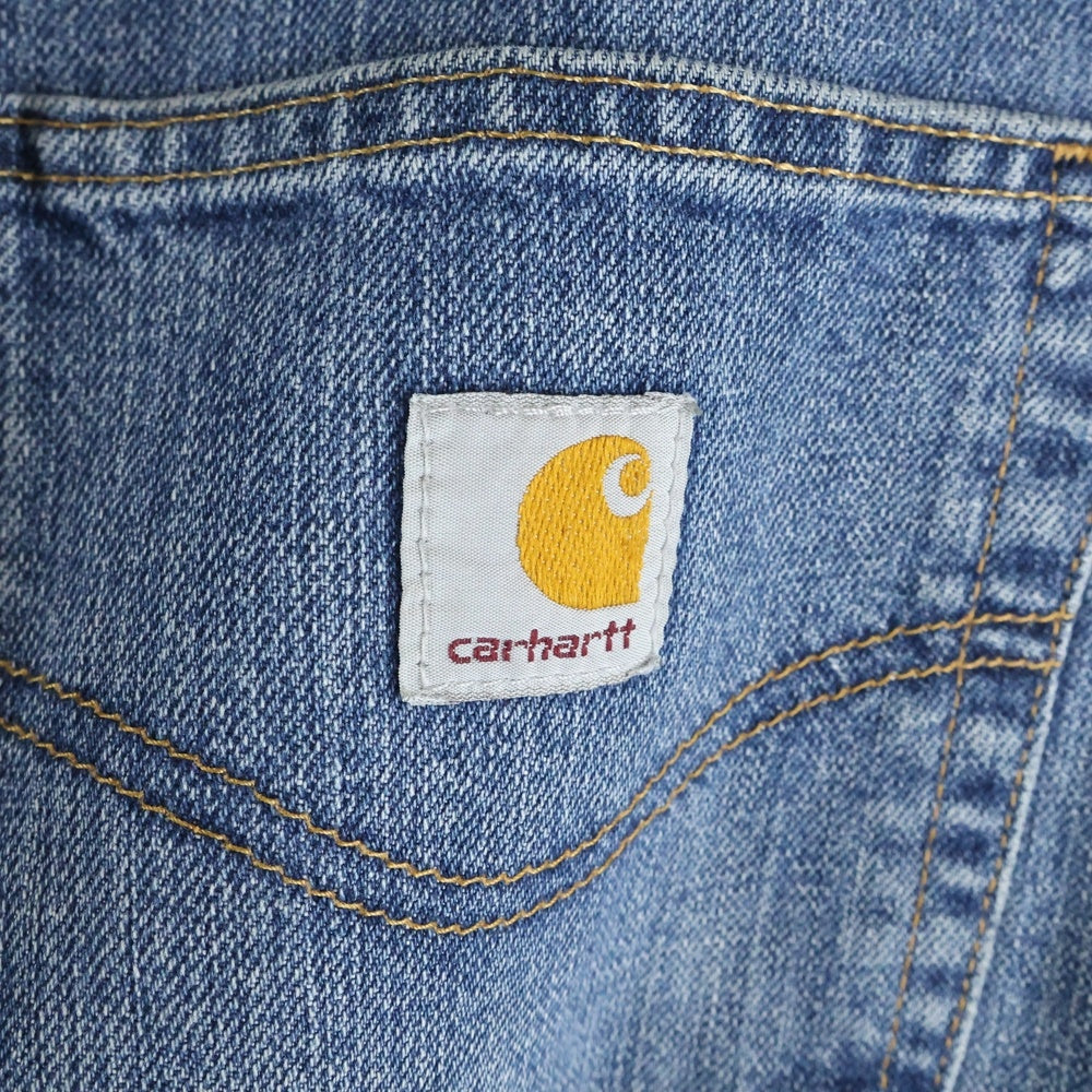 CARHARTT(カーハート) ロゴパッチ付き ジップフライ ストレートデニムパンツ インディゴブルー 101483-980