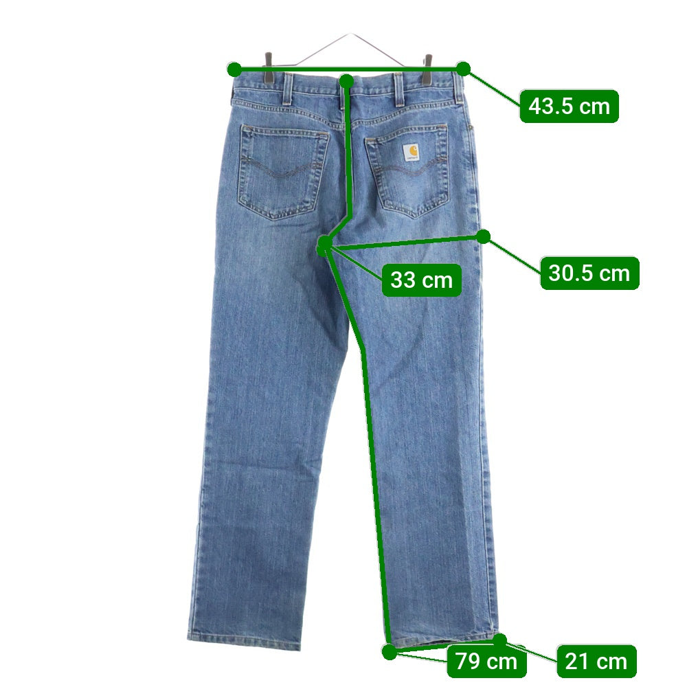 CARHARTT(カーハート) ロゴパッチ付き ジップフライ ストレートデニムパンツ インディゴブルー 101483-980