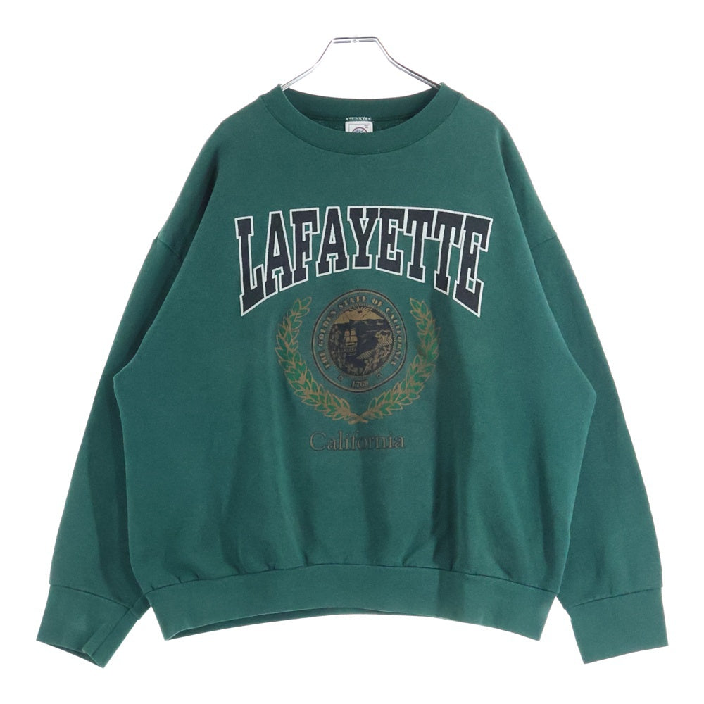 VINTAGE(ヴィンテージ) 90S DELTA LAFAYETTE カレッジロゴ クルーネック 長袖スウェット トレーナー グリーン
