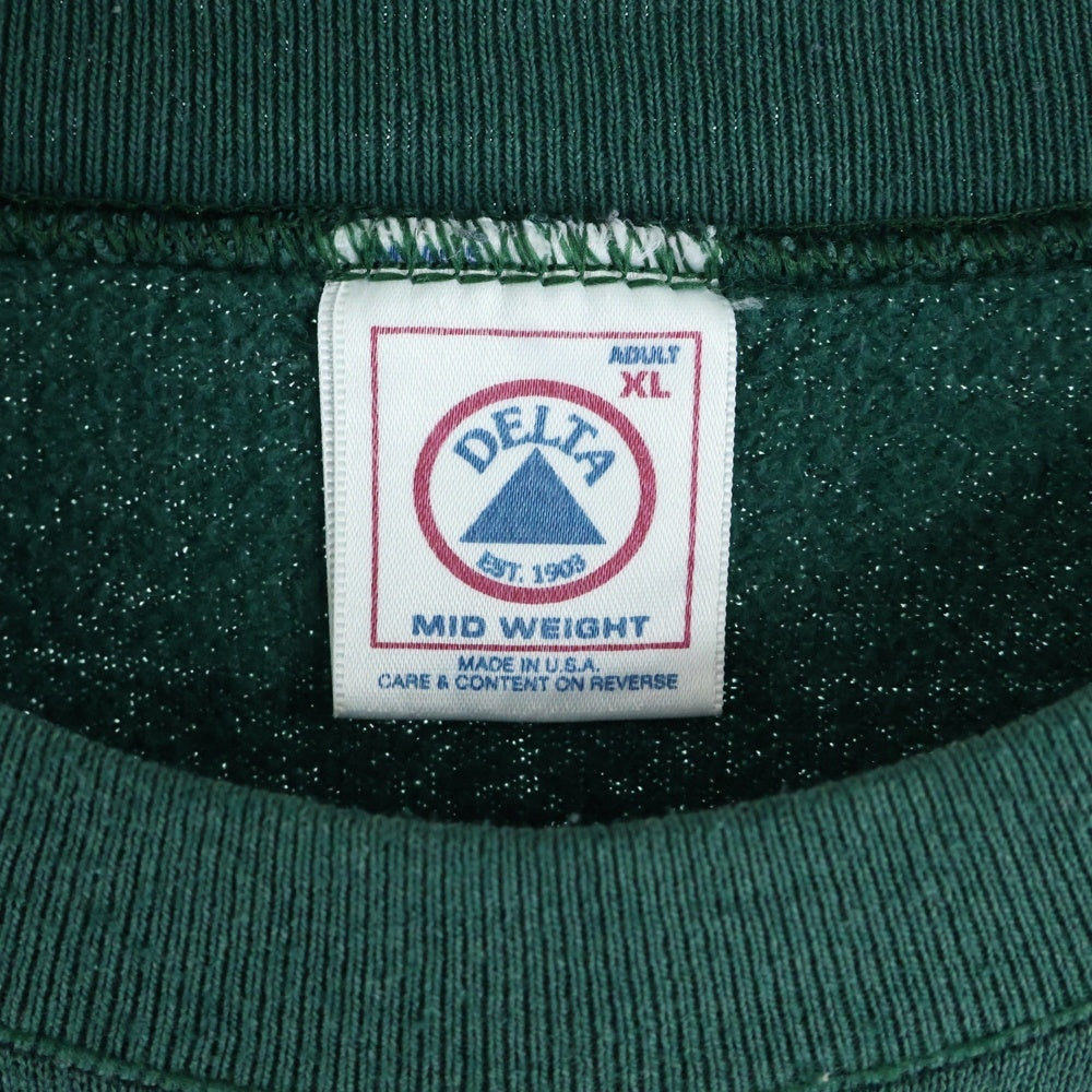 VINTAGE(ヴィンテージ) 90S DELTA LAFAYETTE カレッジロゴ クルーネック 長袖スウェット トレーナー グリーン