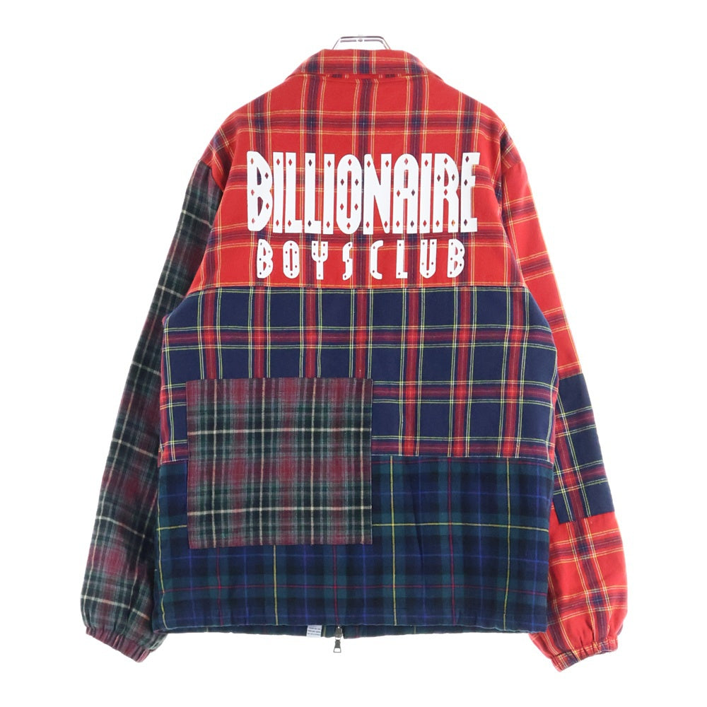 BILLIONAIRE BOYS CLUB(ビリオネアボーイズクラブ) Check Zip Up Jacket チェック柄 パッチワーク ジップアップジャケット レッド/ネイビー