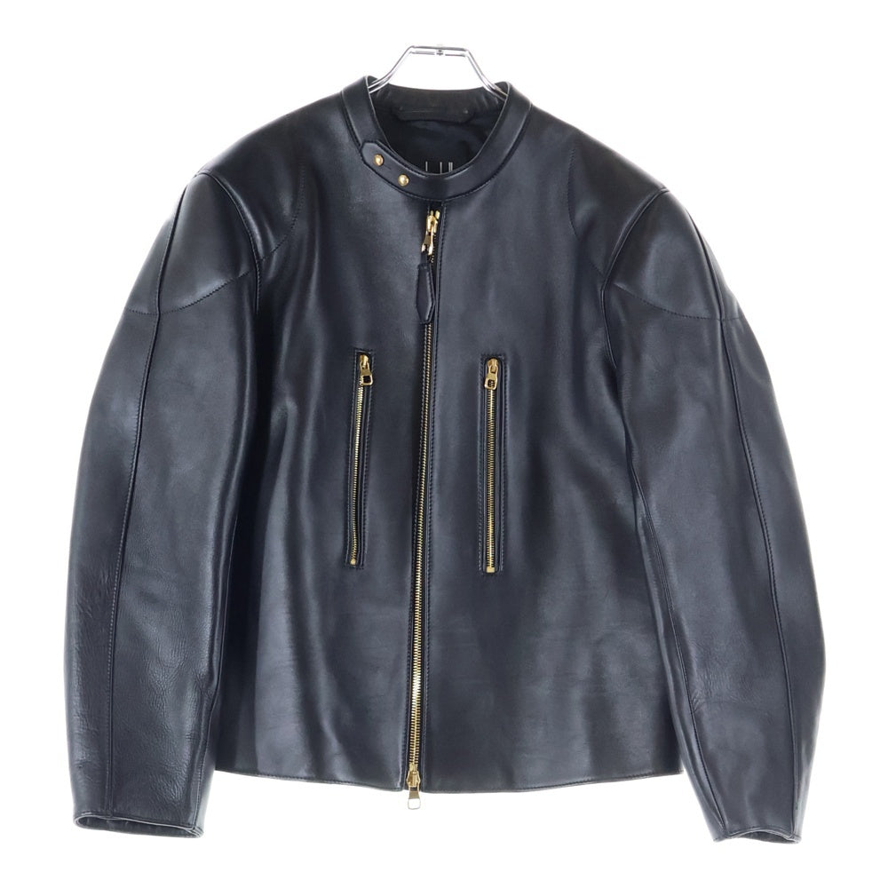 dunhill(ダンヒル) カウハイド ノーカラー GD金具 シングルライダースジャケット ブラック