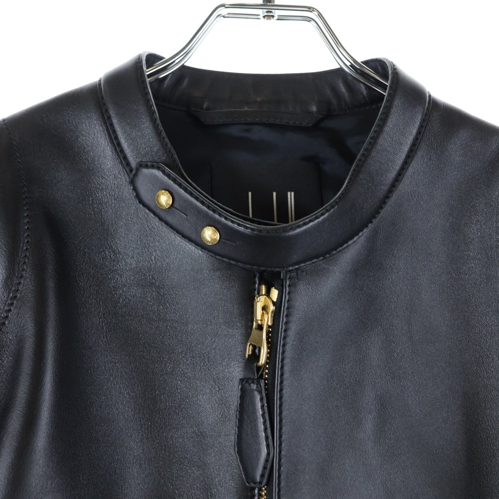 dunhill(ダンヒル) カウハイド ノーカラー GD金具 シングルライダースジャケット ブラック