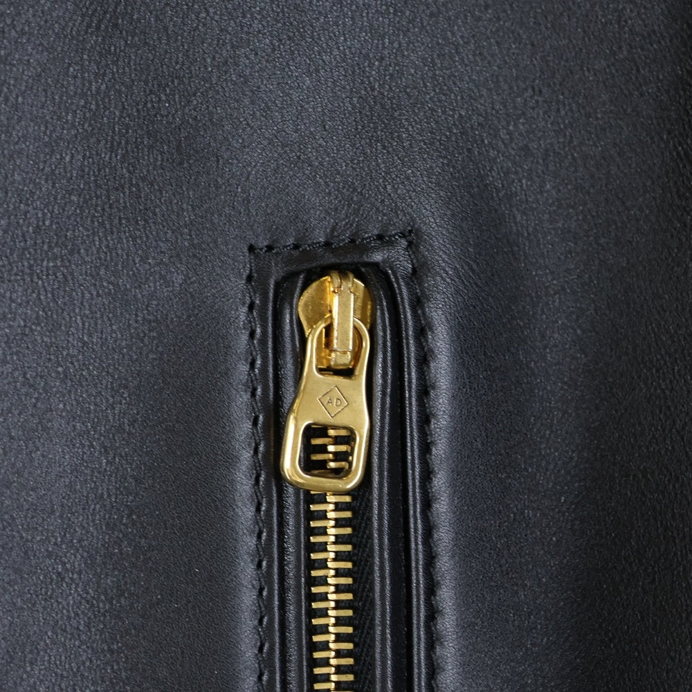 dunhill(ダンヒル) カウハイド ノーカラー GD金具 シングルライダースジャケット ブラック