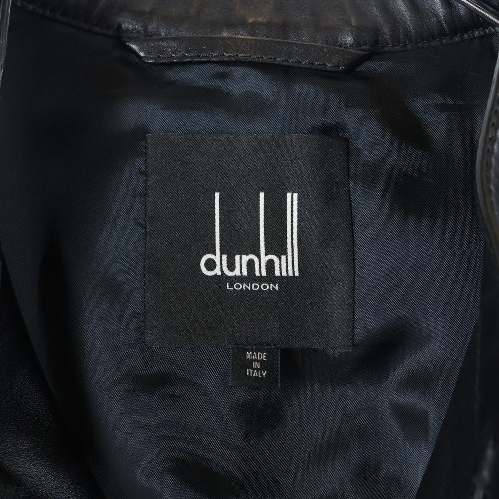 dunhill(ダンヒル) カウハイド ノーカラー GD金具 シングルライダースジャケット ブラック