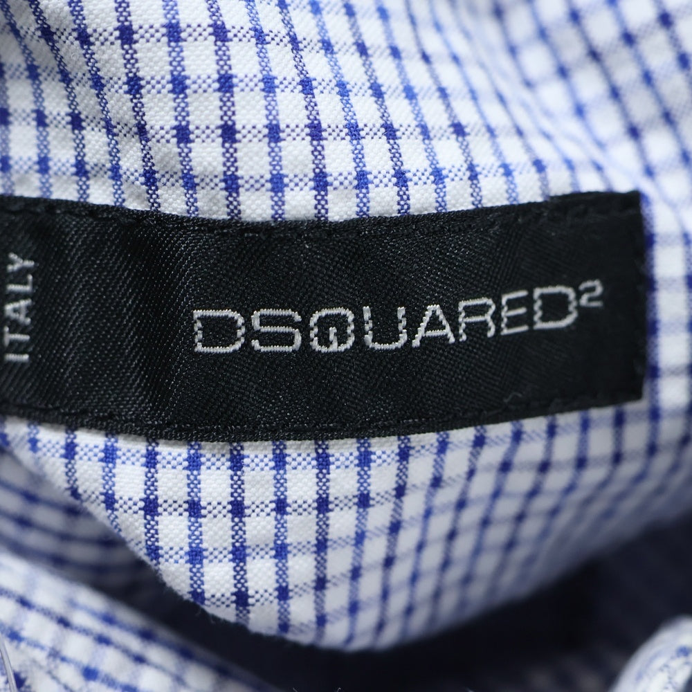 DSQUARED2(ディースクエアード) フロントボタン チェック柄 長袖シャツ ブルー