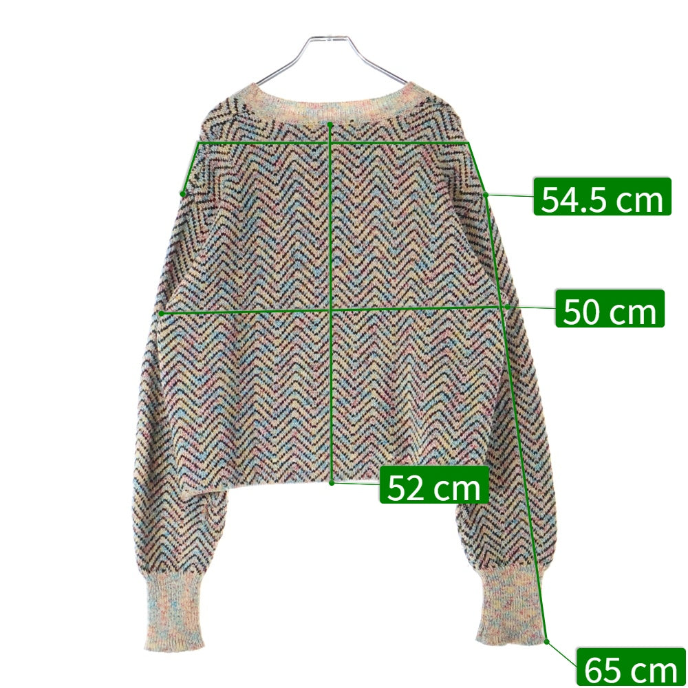 MASU(エムエーエスユー) 21AW CANDY SWEATER キャンディー モックネック 短丈 長袖ニットセーター マルチカラー MCFW-KN0221