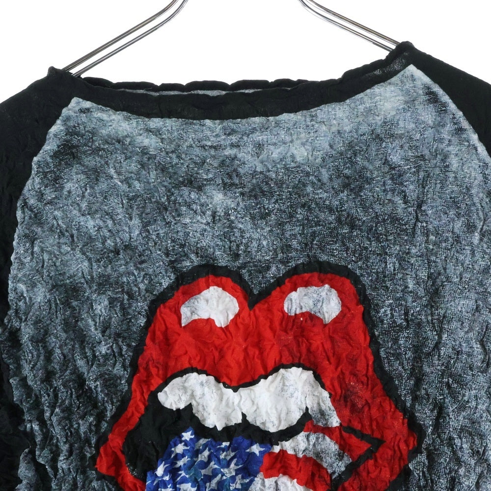 MASU(エムエーエスユー) TONGUE AND LIPS POPCORN RAGLAN L/S T-SHIRT ローリングストーンズ ポップコーン 長袖Tシャツ ロングスリーブ グレー MVFW-CS0122RS レディース