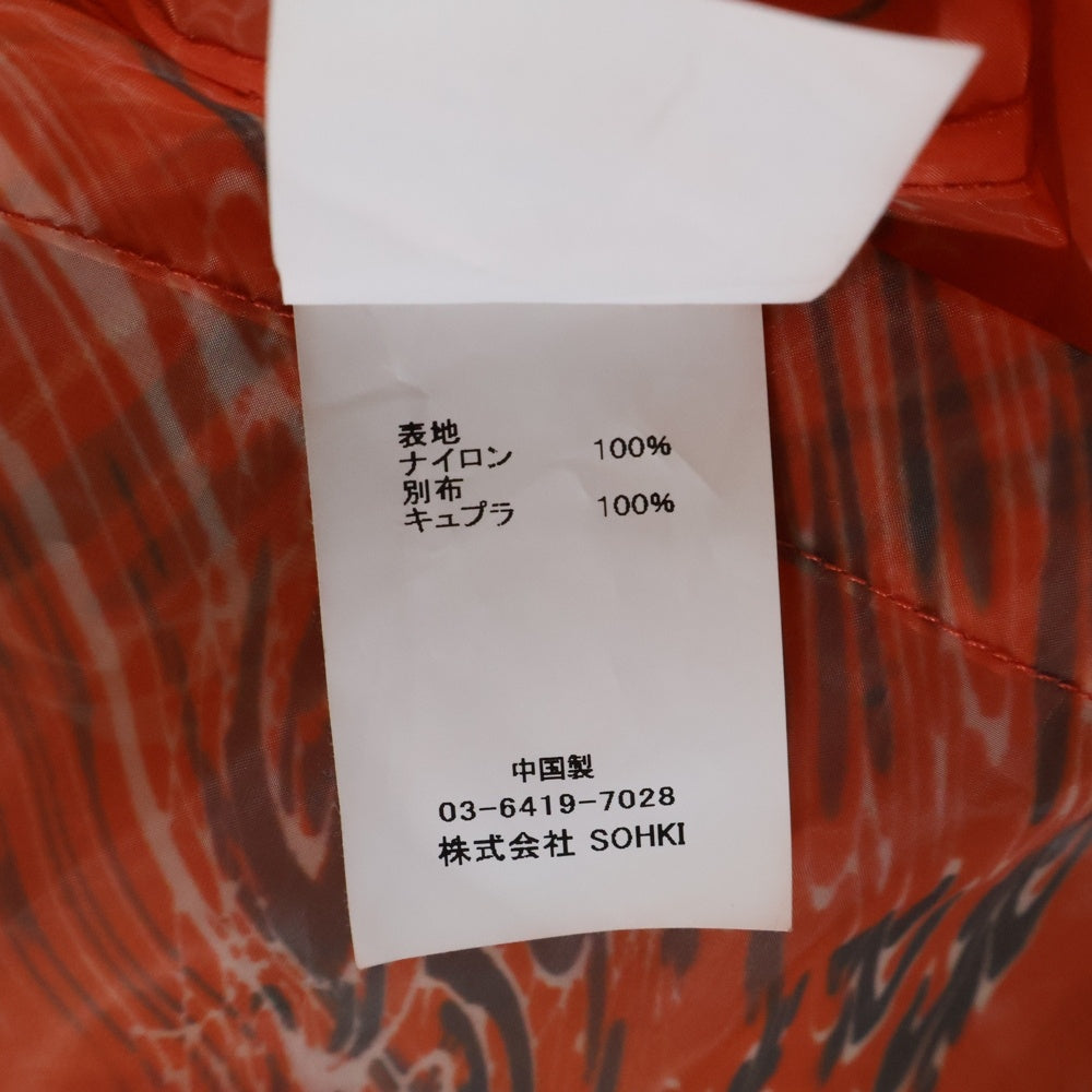 MASU(エムエーエスユー) ZIP-UP MARBLE BANDANA SHIRT バンダナ柄 ナイロン ジップアップ 長袖シャツ オレンジ MVFW-SH0422