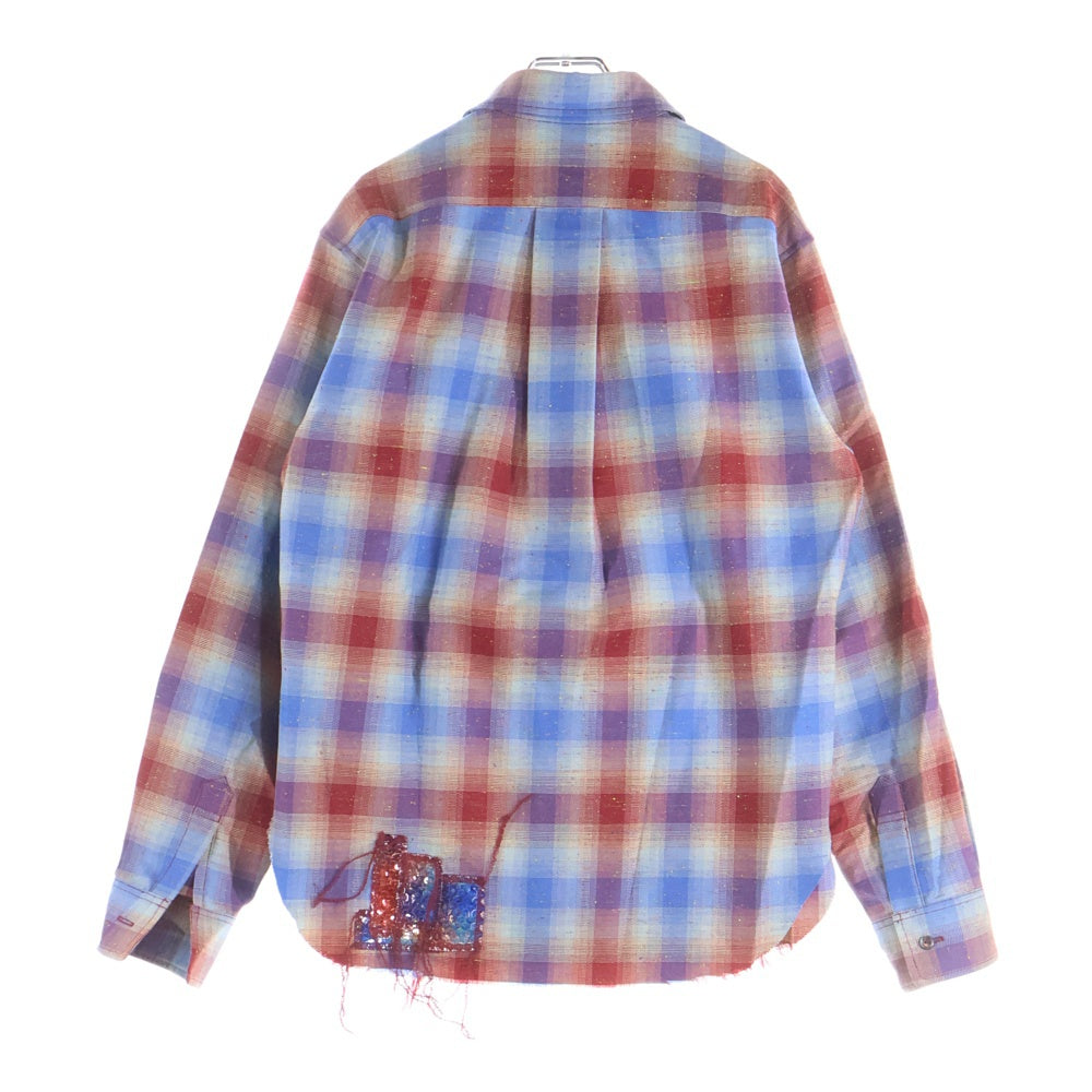 MASU(エムエーエスユー) 22AW RAINBOW DUST SHIRT スパンコール チェック柄 長袖シャツ ロングスリーブ マルチカラー MVFW-SH0122
