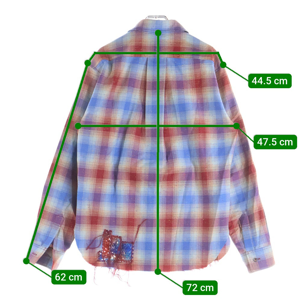 MASU(エムエーエスユー) 22AW RAINBOW DUST SHIRT スパンコール チェック柄 長袖シャツ ロングスリーブ マルチカラー MVFW-SH0122