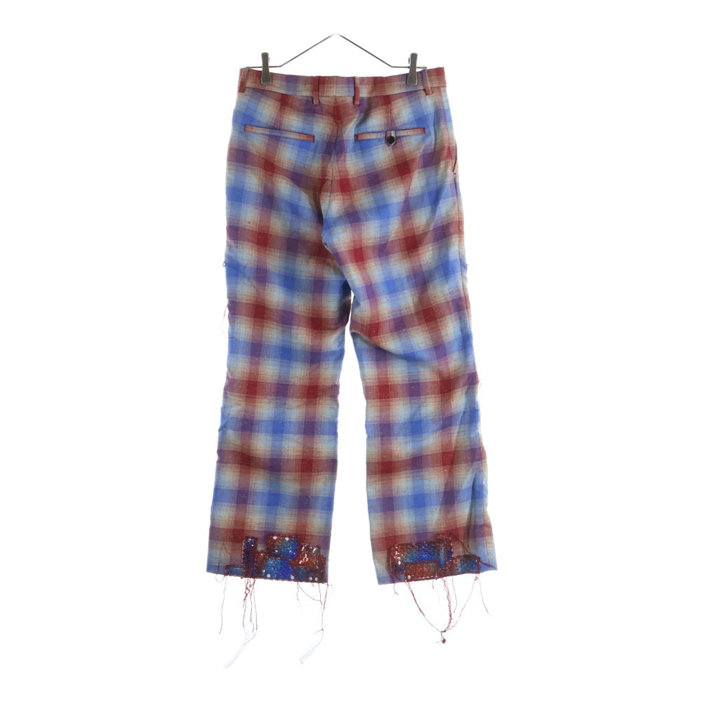 MASU(エムエーエスユー) 22AW RAINBOW DUST FLARE PANTS スパンコール チェック柄パンツ マルチカラー MVFW-PT0222