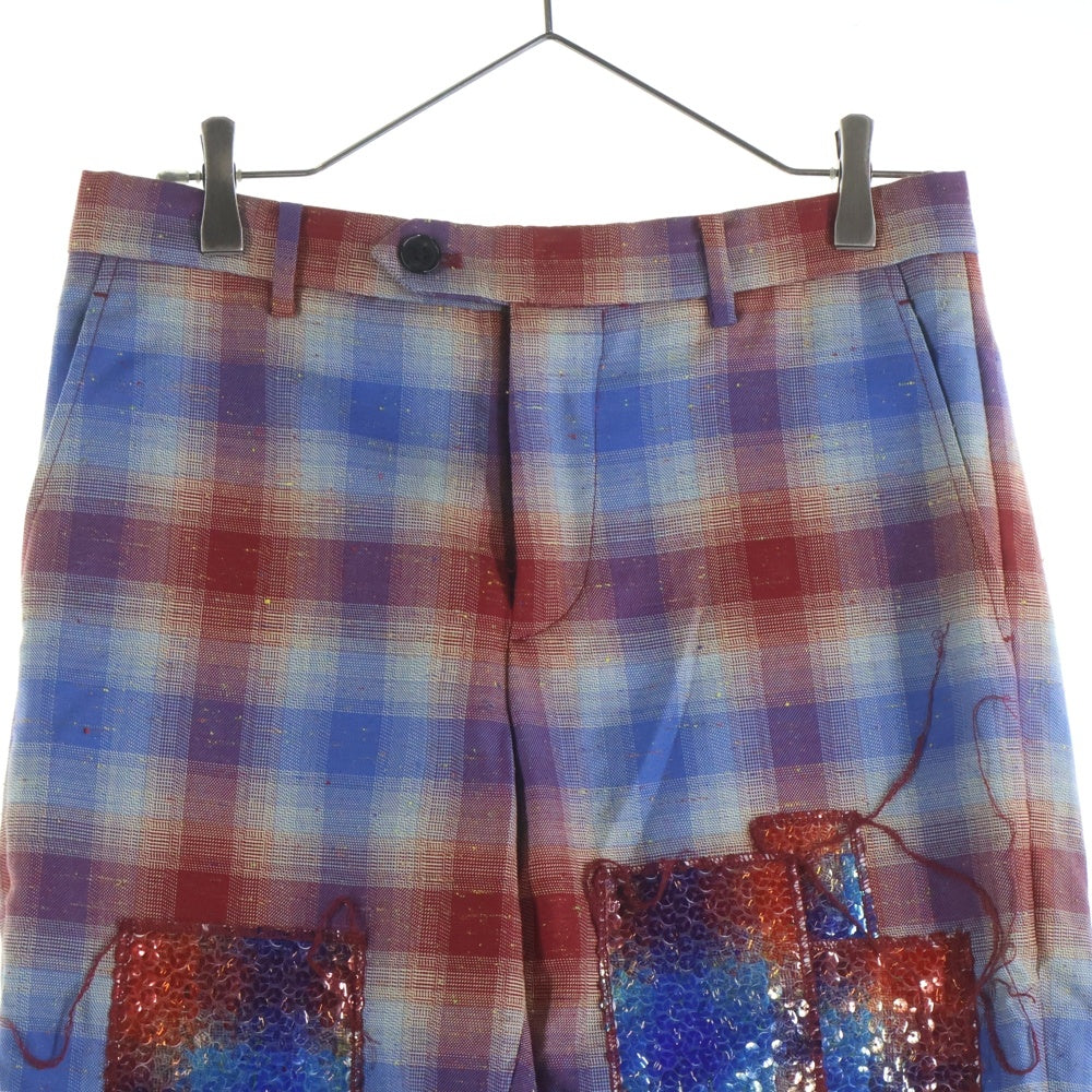 MASU(エムエーエスユー) 22AW RAINBOW DUST FLARE PANTS スパンコール チェック柄パンツ マルチカラー MVFW-PT0222