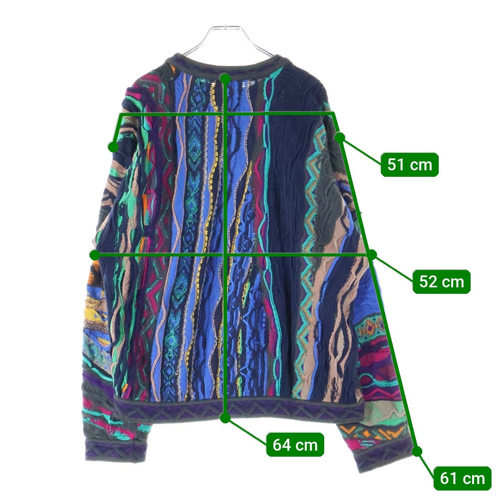COOGI(クージー) 3D DESIGN KNIT SWEATER ケーブル コットン 長袖ニットセーター マルチカラー
