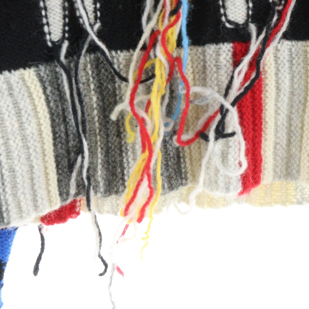 CHARLES JEFFREY LOVERBOY(チャールズジェフリーラバーボーイ) フリンジ アートグラフィック クルーネック 長袖ニットセーター マルチカラー