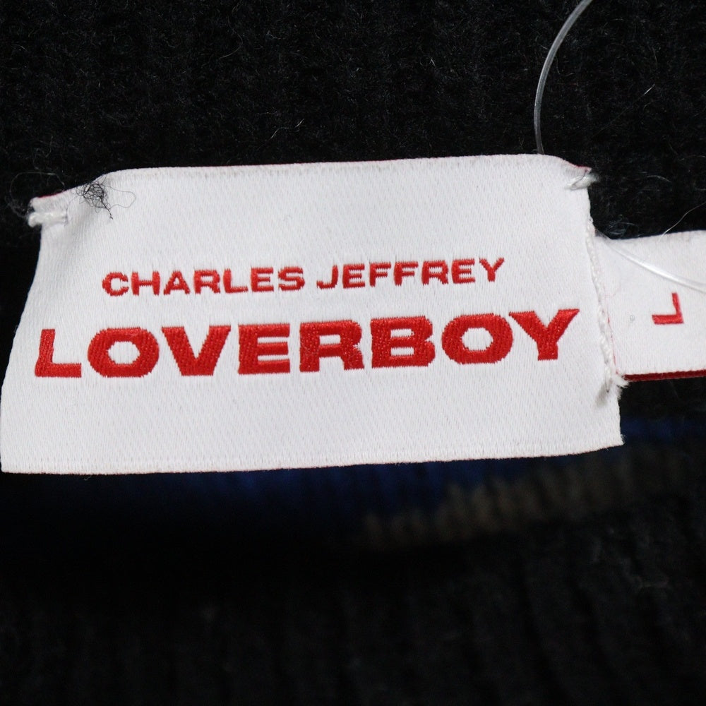 CHARLES JEFFREY LOVERBOY(チャールズジェフリーラバーボーイ) フリンジ アートグラフィック クルーネック 長袖ニットセーター マルチカラー
