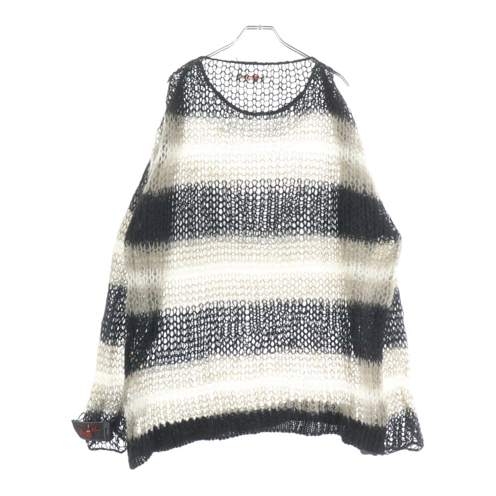 SyuMan(シューマン) 22AW ×iiii MOHAIR KNIT PULLOVER ボーダー柄 モヘアニットセーター ブラック/ホワイト YO22AW-14