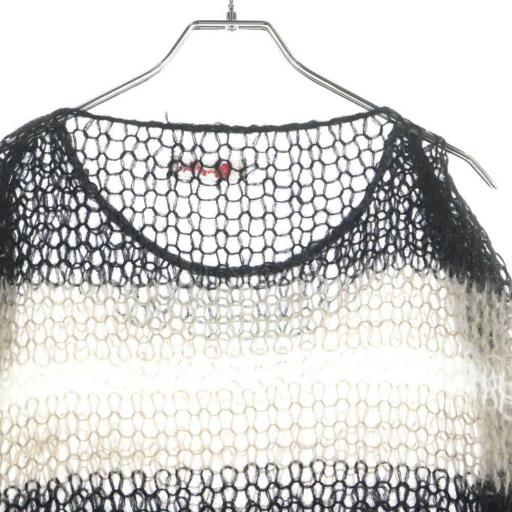 SyuMan(シューマン) 22AW ×iiii MOHAIR KNIT PULLOVER ボーダー柄 モヘアニットセーター ブラック/ホワイト YO22AW-14