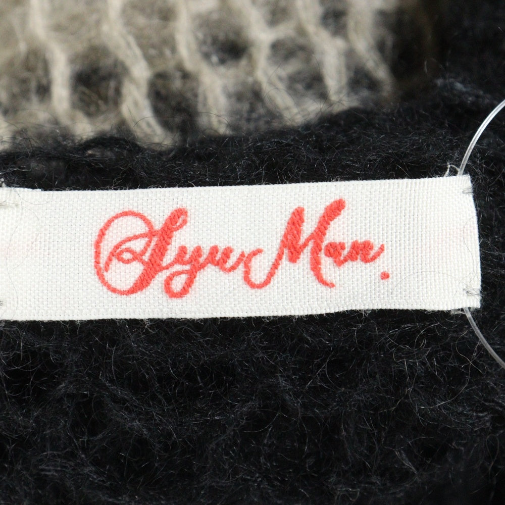 SyuMan(シューマン) 22AW ×iiii MOHAIR KNIT PULLOVER ボーダー柄 モヘアニットセーター ブラック/ホワイト YO22AW-14