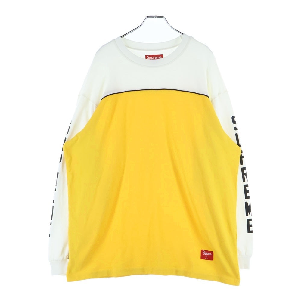 SUPREME(シュプリーム) 25SS Paneled PIPING パネル パイピング プリント 長袖シャツ イエロー/ホワイト